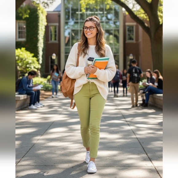 Rue 21 Lime Green Cotton Stretchy Skinny Jeans Size 3/4 - Picture 8 of 8